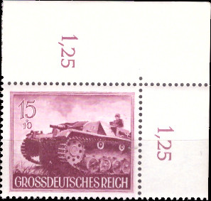 Briefmarken: Deutsches Reich 1944 Mi.Nr. 880 BE or, Bogenecke oben rechts, Wehrmacht II, Postfrisch