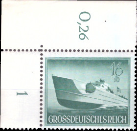 Briefmarken: Deutsches Reich 1944 Mi.Nr. 881 BE ol, Bogenecke oben links, Wehrmacht II, Postfrisch