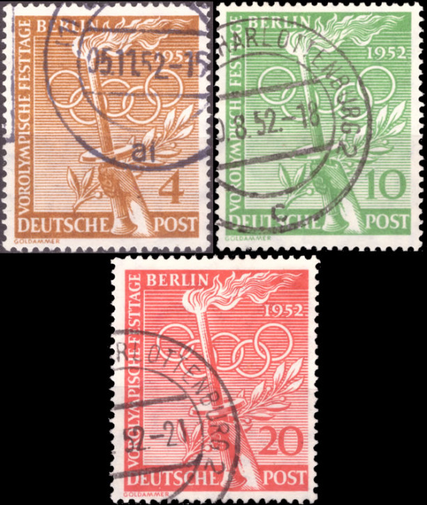 Briefmarken Berlin 1952, Mi.Nr. 88-90, Vorolympische Festtage. Gestempelt