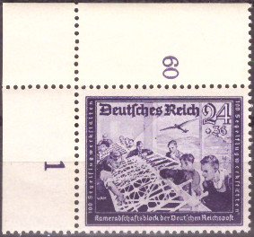 Briefmarken: Deutsches Reich 1944 Mi.Nr. 893 BE ol, Bogenecke oben links, Postkameradschaft III, Postfrisch