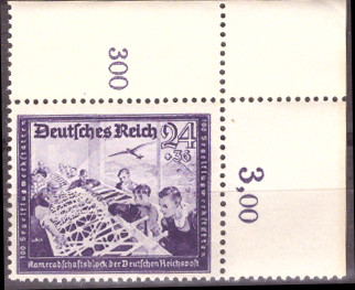 Briefmarken: Deutsches Reich 1944 Mi.Nr. 893 BE or, Bogenecke oben rechts, Postkameradschaft III, Postfrisch