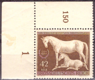 Briefmarken: Deutsches Reich 1944 Mi.Nr. 899 BE ol, Bogenecke oben links, "Das Braune Band", Postfrisch