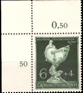 Briefmarken: Deutsches Reich 1944 Mi.Nr. 902 BE ol, Bogenecke oben links, Goldschmiedekunst, Postfrisch
