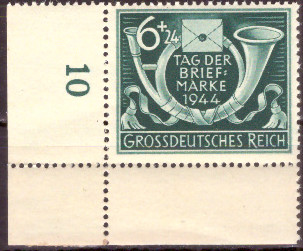 Briefmarken: Deutsches Reich 1944, Mi.Nr. 904 BE ul, Bogenecke unten links, Tag der Briefmarke, Postfrisch