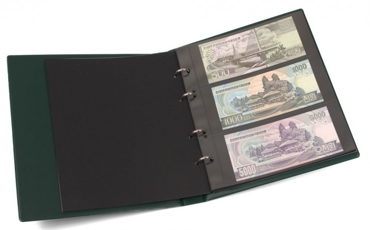 KOBRA Banknotenalbum mit 10 Blättern für 30 Banknoten - Grün