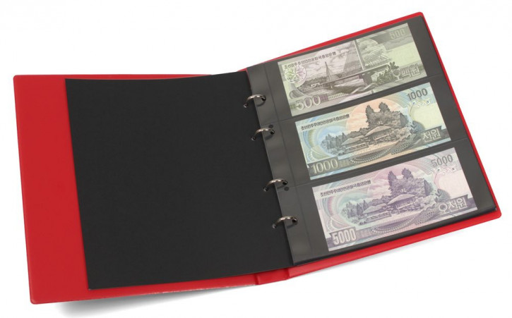 KOBRA Banknotenalbum mit 10 Blättern für 30 Banknoten - Rot