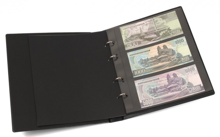 KOBRA Banknotenalbum mit 10 Blättern für 30 Banknoten - Schwarz