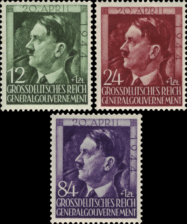 Briefmarken Generalgouvernement 1944, Mi.Nr. 117-119, Geburtstag. Postfrisch