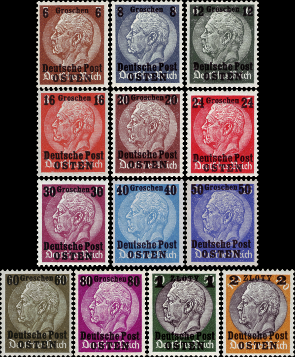 Briefmarken Generalgouvernement 1939, Mi.Nr. 1-13, Hindenburg-Medaillon, Postfrisch