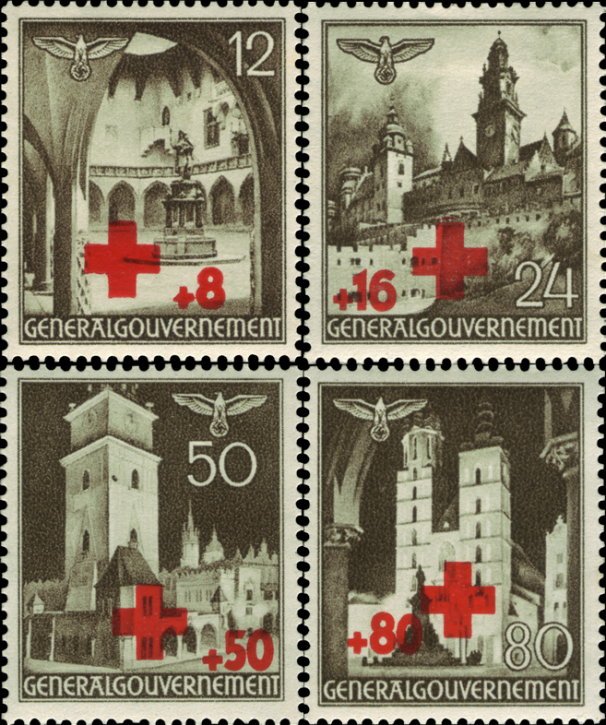 Briefmarken Generalgouvernement 1940, Mi.Nr. 52-55, Rotes Kreuz, Postfrisch