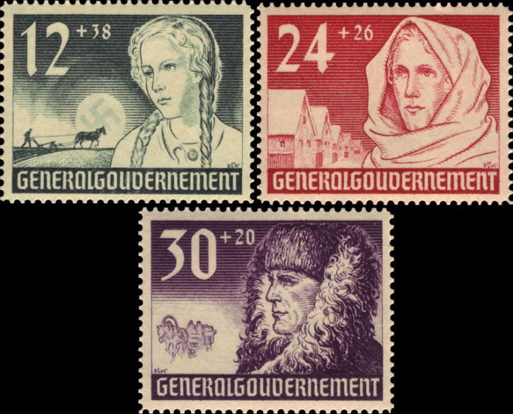 Briefmarken Generalgouvernement 1940, Mi.Nr. 56-58, 1 Jahr Generalgouvernement. Postfrisch