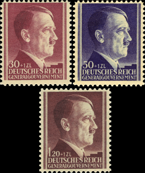Briefmarken Generalgouvernement 1942, Mi.Nr. 89-91, Geburtstag. Postfrisch