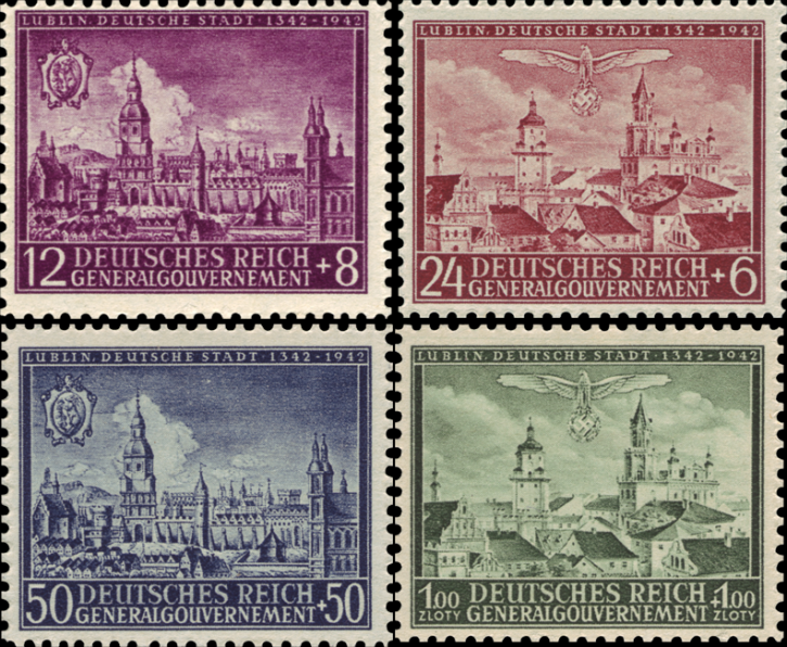 Briefmarken Generalgouvernement 1942, Mi.Nr. 92-95, 600 Jahre Stadt Lublin. Postfrisch