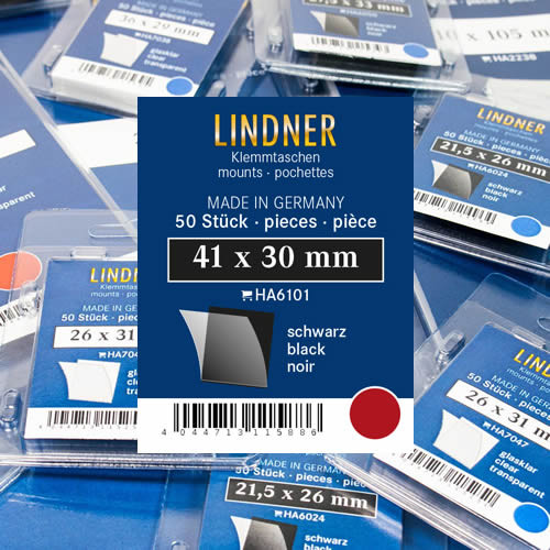 Lindner Klemmtaschen-Zuschnitte, 41 x 30 mm, schwarz, 50 Stück
