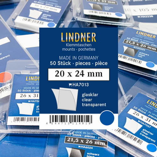 Lindner Klemmtaschen-Zuschnitte, 20 x 24 mm, glasklar, 50 Stück