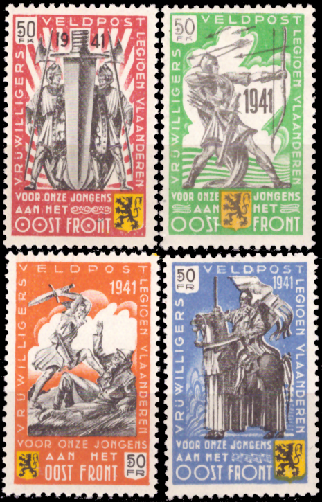 Briefmarken Deutsche Besetzung Belgien, Flämische Legion 1941, Mi.Nr. I-IV, Ostfront, Postfrisch