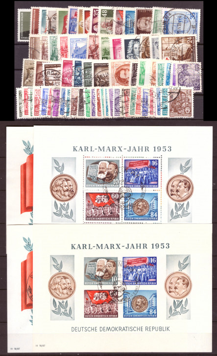 Briefmarken DDR Jahrgang 1953 Gestempelt - komplett