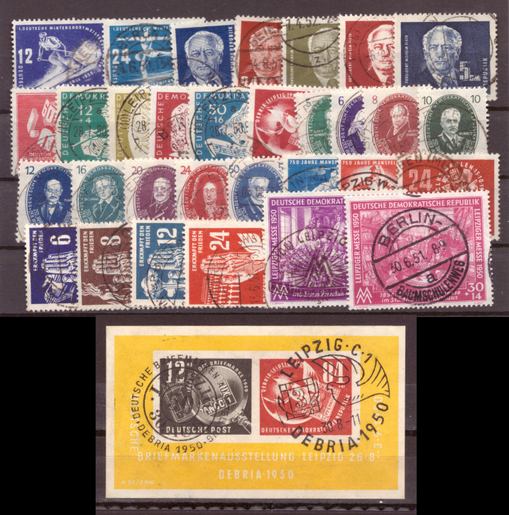 Briefmarken DDR Jahrgang 1950 Gestempelt