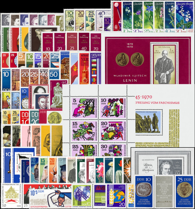 Briefmarken DDR Jahrgang 1970 Postfrisch - Komplett