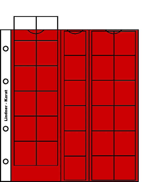 Lindner karat-Münzblätter 30 Münzen, max. 30 mm Ø, inkl. Zwischenblatt rot, 5er- Packung