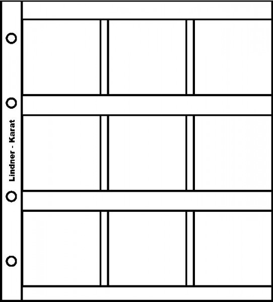 Lindner karat-Münzblätter für 9 Münzrähmchen 50 x 50 mm, inkl. Zwischenblatt weiß, 5er- Packung