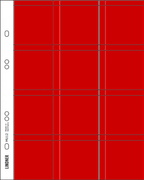 Lindner Multi collect Münzblätter für 12 Münzen bis 50 mm Durchmesser/Münzrähmchen 50x50/OCTO Münzkapseln, Zwischenblätter rot, 5er-Packung