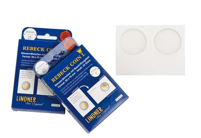 REBECK COIN L Münzrähmchen für Münzen bis 17,5 mm, selbstkleben, 25er-Packung