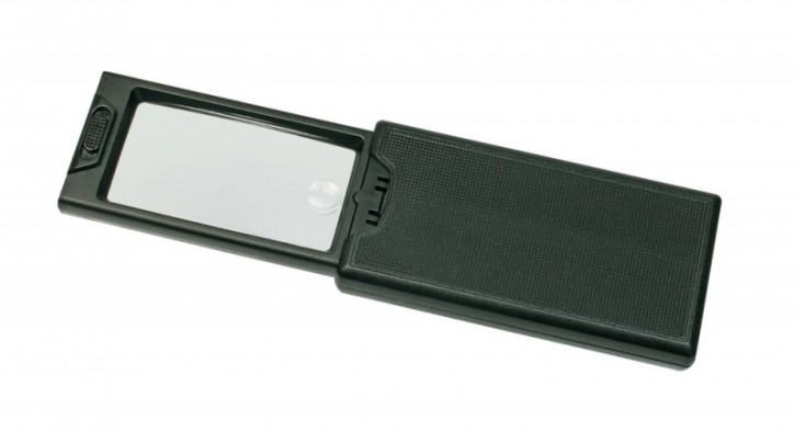 Lindner LED-Taschen-Leuchtlupe mit herausschiebbarer Linse, Vergrößerung 2,5x, mit UV-LED und LED-Taschenlampe