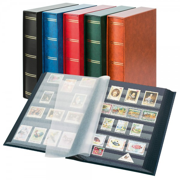 Lindner Einsteckbuch ELEGANT, mit 60 schwarzen Seiten und passender Schutzkassette, in 5 Farben zur Auswahl