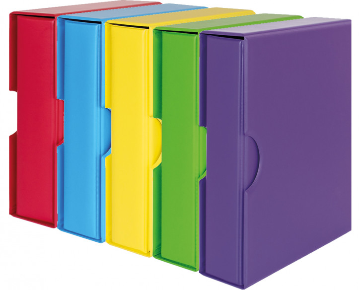 LINDNER PUBLICA M COLOR Banknotenalbum mit 10 beidseitig bestückbaren Folienblättern - mit passender Schutzkassette in 5 Farben zur Auswahl