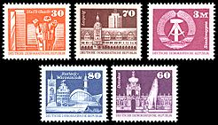 Briefmarken: DDR 1981, Mi. Nr. 2588, 2602, 2633, 2649-2650, Freimarken: Aufbau in der DDR. Kleinformat(XII-XV), Postfrisch