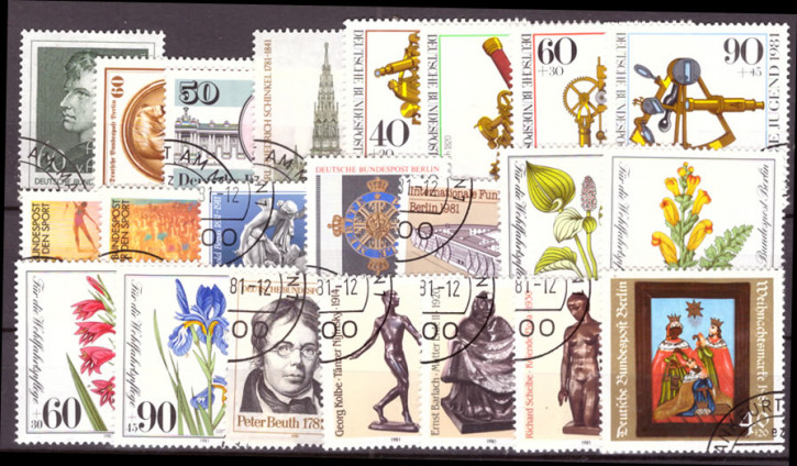 Briefmarken Berlin Jahrgang 1981, Gestempelt - komplett
