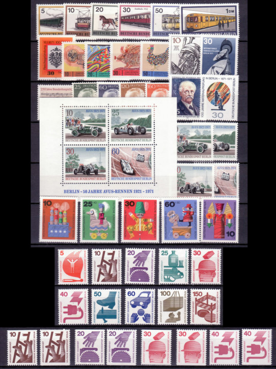 Briefmarken Berlin Jahrgang 1971, Postfrisch - komplett