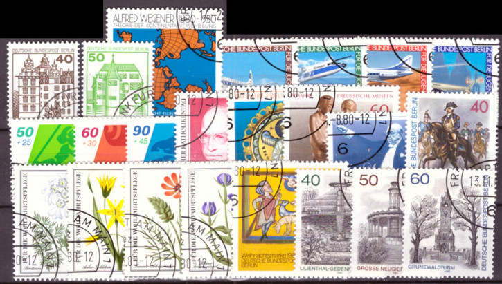 Briefmarken Berlin Jahrgang 1980, Gestempelt - komplett