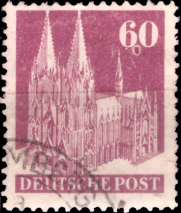 Briefmarken Alliierte Besetzung (Bi-Zone) 1948, Mi.Nr. 93 eg, Freimarken Bautenserie, Gestempelt