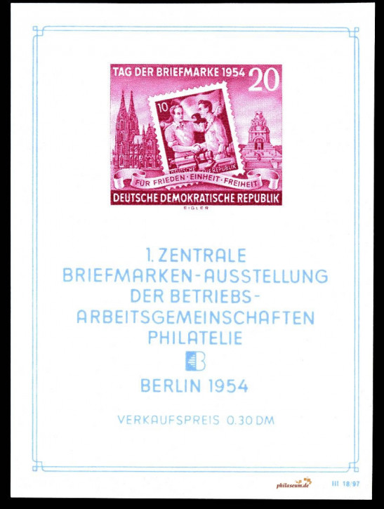 Briefmarken DDR 1954, Mi.Nr. Block 10, Tag der Briefmarke