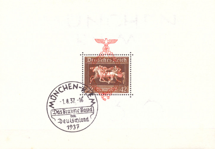 Briefmarken Deutsches Reich 1937, Mi.Nr. Block 10, Rennen um das Braune Band München 1937, Gestempelt