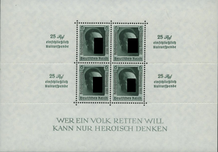 Briefmarken Deutsches Reich 1937, Mi.Nr. Block 11, Reichsparteitag, Postfrisch
