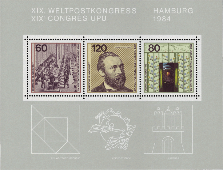 Briefmarken BRD (Bund) 1984, Mi.Nr. Block 19, Weltpostkongress. Postfrisch