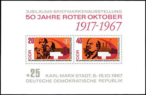 Briefmarken DDR 1967, Mi.Nr. Block 26, 50 Jahre Oktoberrevolution, Postfrisch