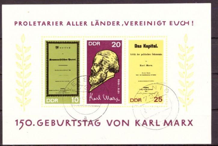 philaseum Briefmarken DDR 1968, Mi. Nr. Block 27, Karl Marx, Gestempelt