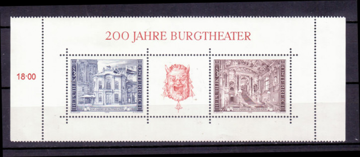 Lindner Klemmtaschen für Sonderblock3, Österreich 1976: 200 Jahre Burgtheater, schwarz, 10 Stück, 130 x 60 mm