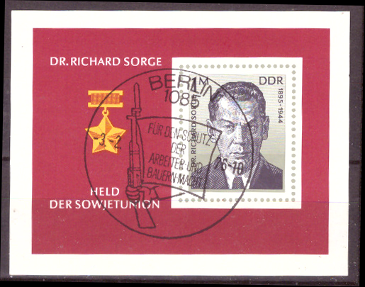 Briefmarken: DDR 1976, Mi.Nr. Block 44, Dr. Richard Sorge. Gestempelt