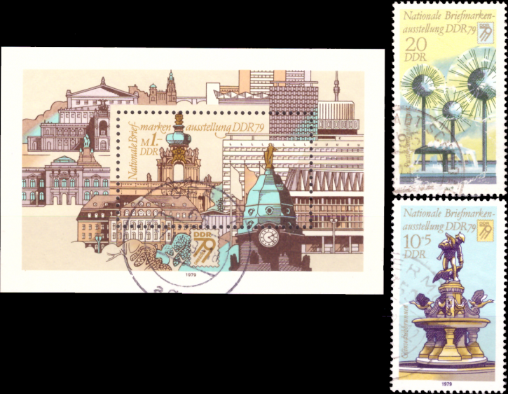 Briefmarken: DDR 1979 Mi.Nr. 2441-2442 + Block 55, Briefmarkenausstellung. Gestempelt