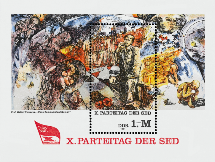 Briefmarken: DDR 1981, Mi. Nr. Block 63, X. Parteitag (II), Postrisch