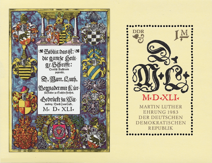 Briefmarken: DDR 1983 Mi.Nr. Block 73, 500. Geburtstag von Martin Luther (II), Postfrisch