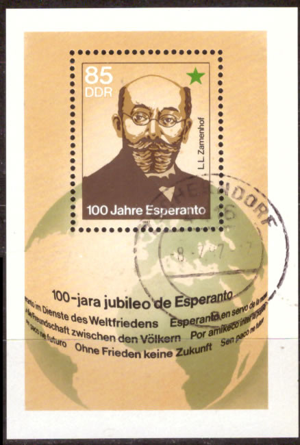 Briefmarken DDR 1987, Mi.Nr. Block 87, 100 Jahre Esperanto. Gestempelt