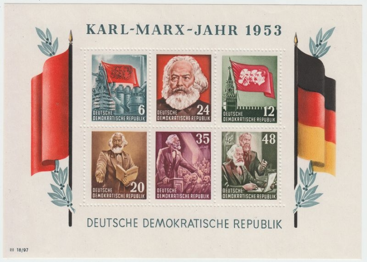 Briefmarken DDR 1953, Mi.Nr. Block 8A gezähnt, Karl Marx, Postfrisch