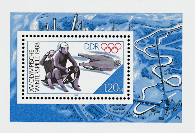 Briefmarken: DDR 1988, Mi. Nr. Block 90, Olympische Winterspiele 1988, Calgary. Postfrisch