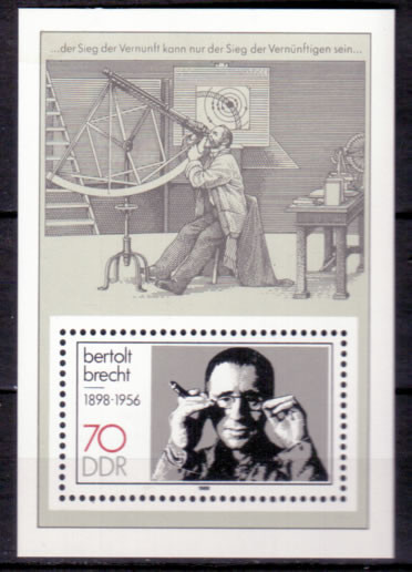 Briefmarken: DDR 1988, Mi. Nr. Block 91, Bertolt Brecht. Postfrisch